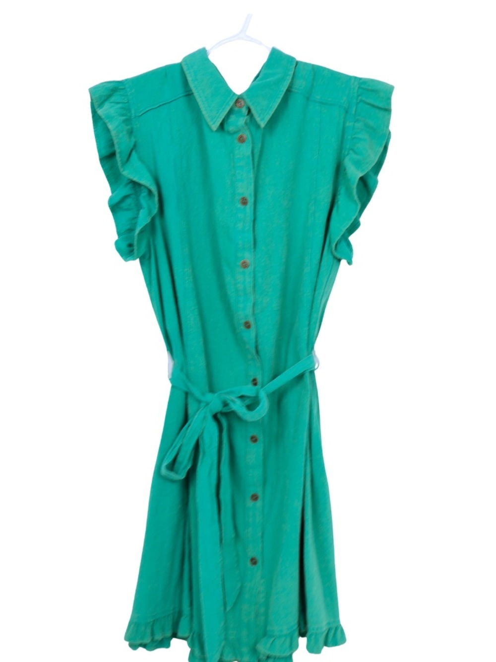 Umgee USA Green Tie Waist Dress Size Large Boho Short Sleeve